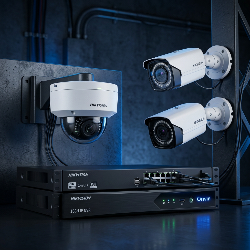 IP CCTV dome cameras and NVR security system for commercial facilities